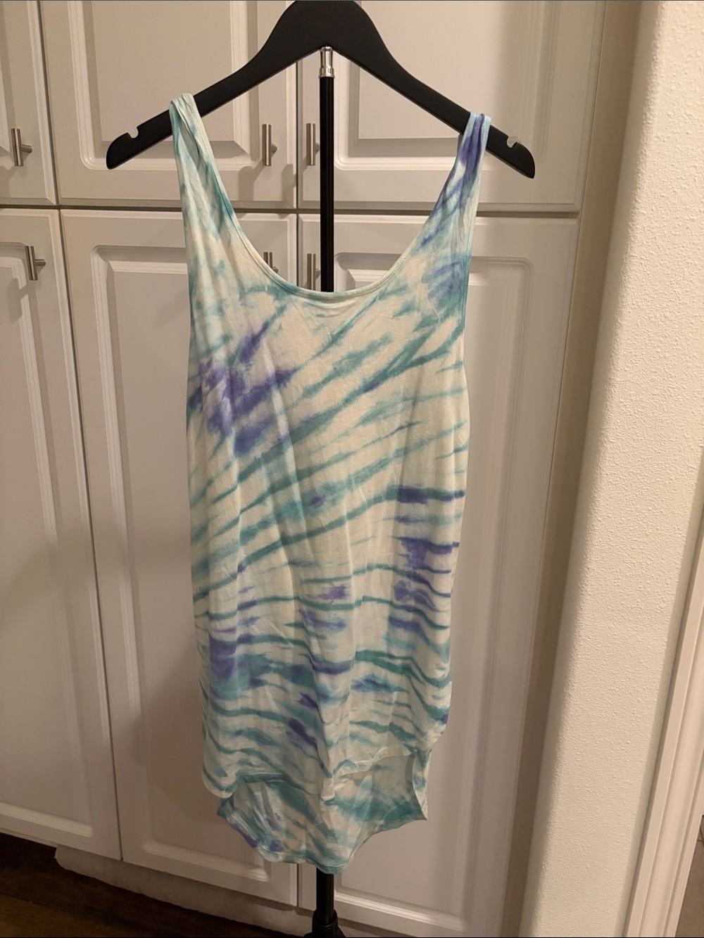L Space Tie-Dye Scoop Neck Tank Dress - Aqua & Lavender